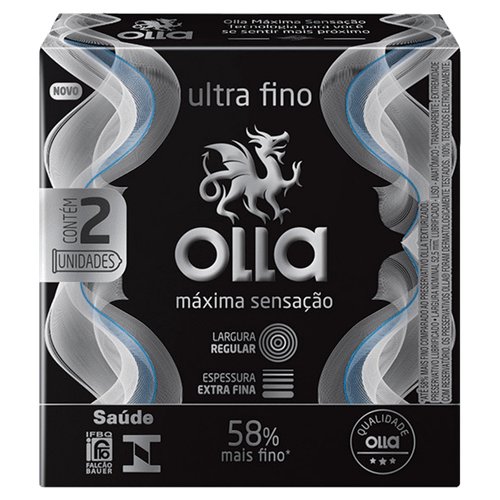 Preservativo Masculino Lubrificado Máxima Sensação Olla - 2 Unidades