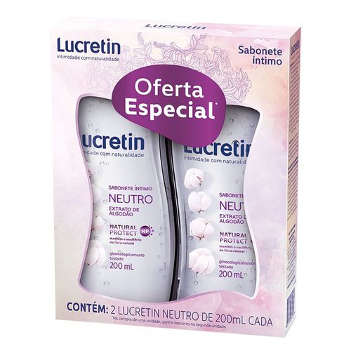 Kit Sabonete Líquido Íntimo  Lucretin Sabonete Líquido Neutro 200Ml 2Un - Lucretin