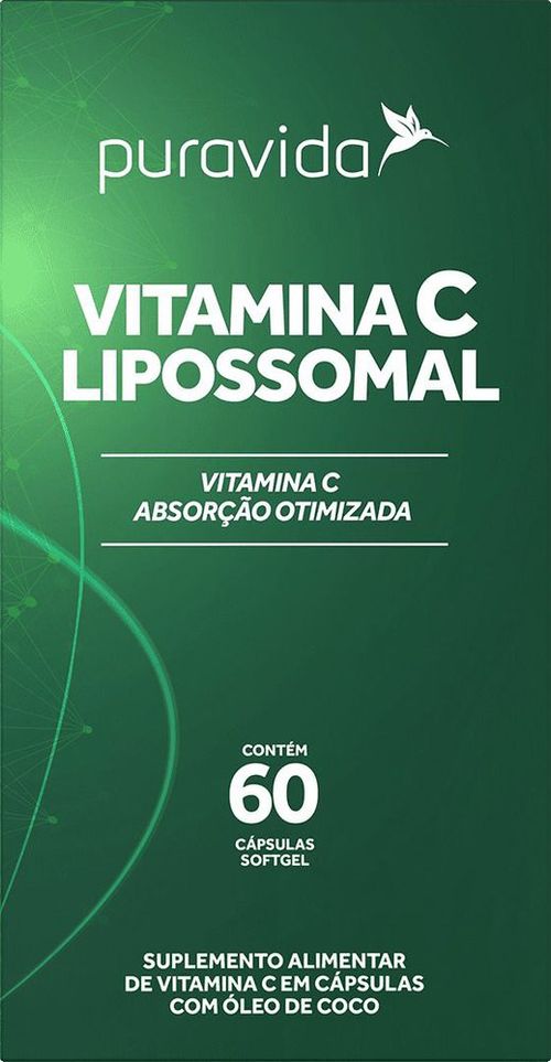Suplemento Vitamina C Lipossomal e Óleo de Coco Puravida 1000mg Cápsula 60 Unidades