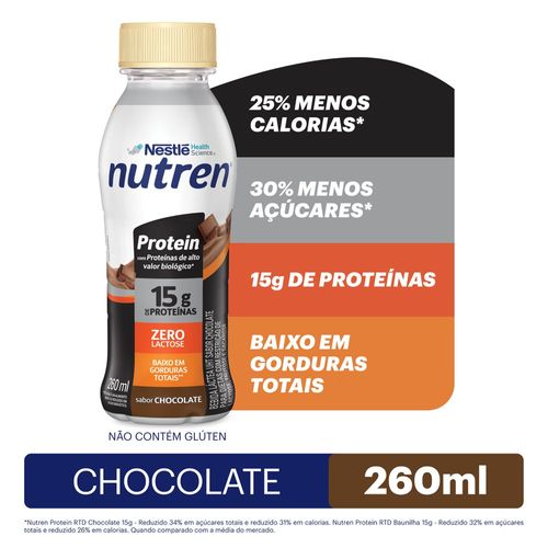 Bebida Láctea Nutren Protein 15g de proteínas Chocolate - 260ml