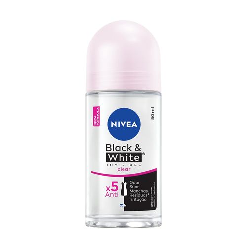 Desodorante Antitranspirante Roll On NIVEA Invisible Black & White Clear 50ml