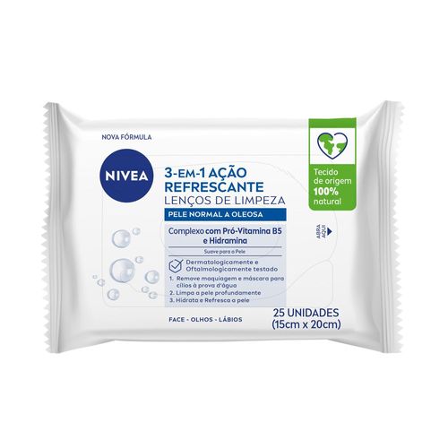 NIVEA Lenços de Limpeza Demaquilantes 3 em 1 Refrescante 25 un.