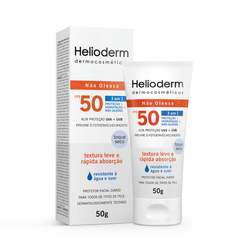 Protetor Solar Facial Toque Seco FPS 50 Helioderm - 50g