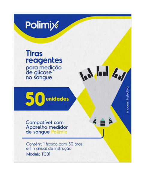 Tiras Reagentes para Medição de Glicose Polimix - 50 Unidades