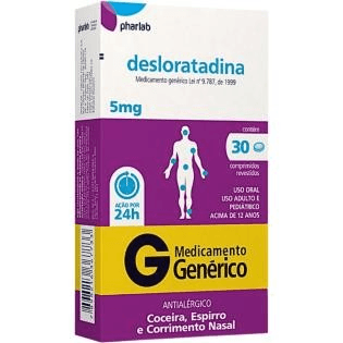 Desloratadina 5mg Genérico Pharlab - 30 Comprimidos