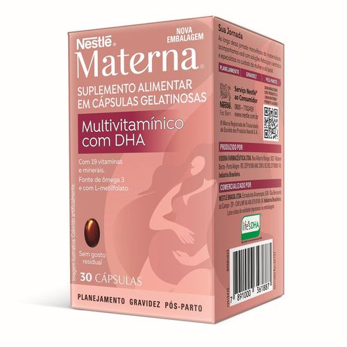 Suplemento adulto Materna Multivitamínico com DHA - 30 cápsulas