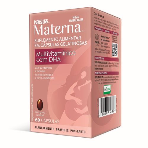 Suplemento adulto Materna Multivitamínico com DHA - 60 cápsulas