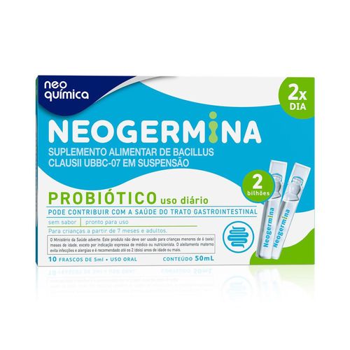Suplemento Probiótico Neogermina 2 Bilhões Neo Química 5ml Flaconete 10 Unidades