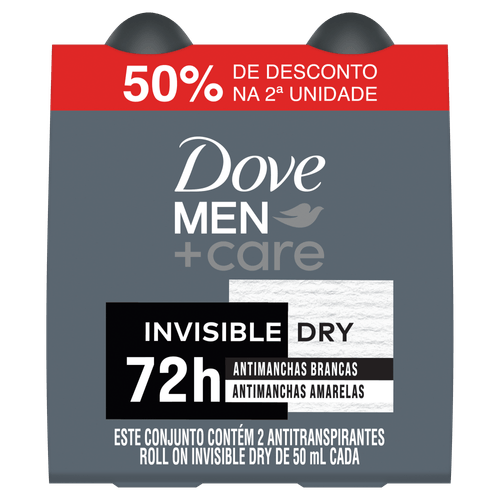 Pack Antitranspirante Roll-On Dove Men+Care Invisible Dry 50ml - 2 Unidades