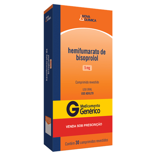 Hemifumarato de Bisoprolol 5mg Nova Química - 30 Comprimidos Revestidos