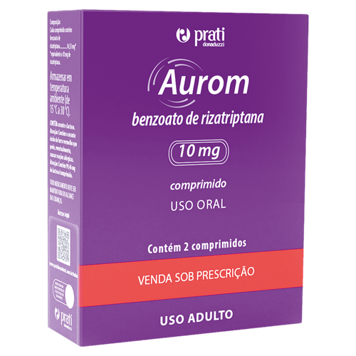 Benzoato de Rizatriptana 10mg Aurom - 2 Comprimidos