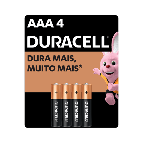 Pilhas AAA Alcalina Palito Duracell - 4 Unidades