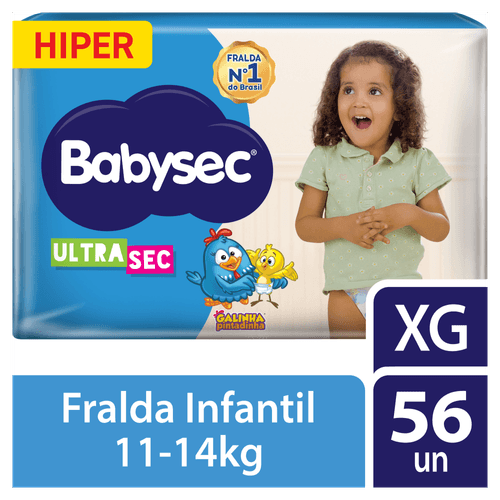 Fralda Descartável Babysec Ultra Sec XG Hiperpacote - 56 Unidades