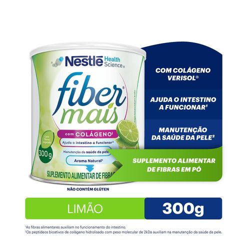 Suplemento Alimentar de Fibras Fibermais Colágeno Mix de Fibras Sabor Limão - 300g