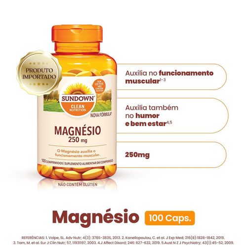 Suplemento Alimentar Sundown Magnésio 250mg - 100 Comprimidos
