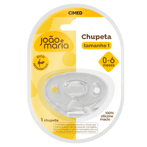 Chupeta Ortodôntica Silicone João e Maria n° 01 0 a 6 Meses