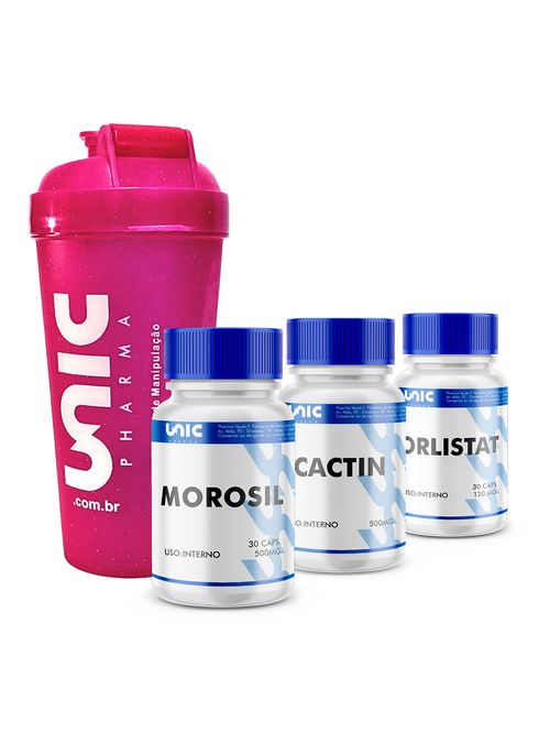 Morosil + Cactin + Orlistat + Coqueteleira cor Rosa