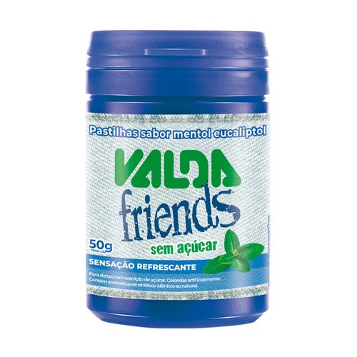 Pastilhas Mentol Eucalipto Zero Açúcar Valda Friends Frasco 50g