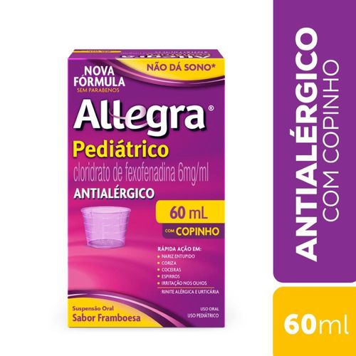 Antialérgico Infantil Cloridrato de Fexofenadina Sanofi 6mg/ml Suspensão Oral 60ml
