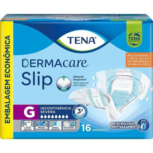 Fralda Geriátrica Tena Slip Dermacare G - 16 Unidades