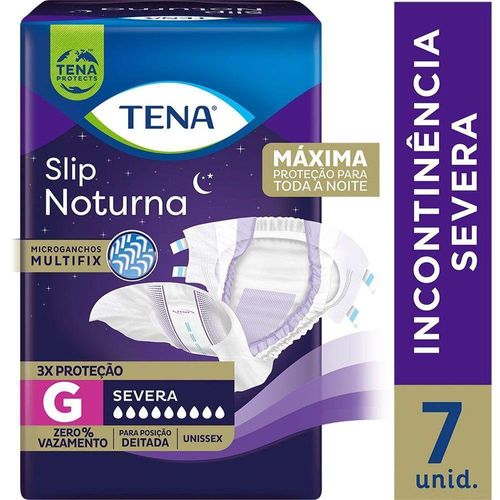 Fralda Geriátrica Tena Slip Noturna G - 7 Unidades