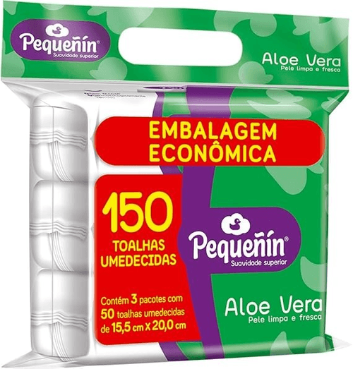 Pack Toalhas Umedecidas Pequeñín Aloe Vera - 150 Unidades