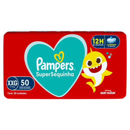 Fralda Descartável Infantil Pampers SuperSequinha XXG - 50 Unidades