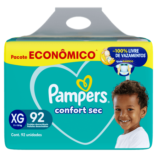 Fralda Descartável Infantil Pampers Confort Sec XG - 92 Unidades