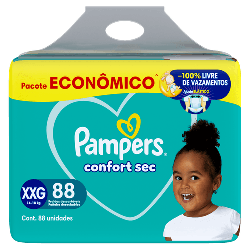 Fralda Descartável Infantil Pampers Confort Sec XXG - 88 Unidades