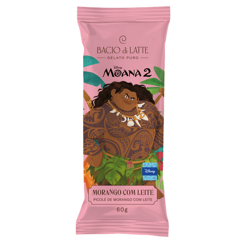 Picolé Gelato Morango com Leite Moana 2 Bacio di Latte - 60g