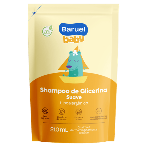 Shampoo de Glicerina Suave Baruel Baby Sachê Refil - 210ml