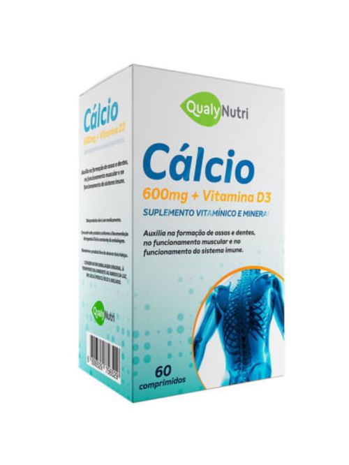 Cálcio+Vitamina D3 600mg 60 Comprimidos - Qualy Nutri