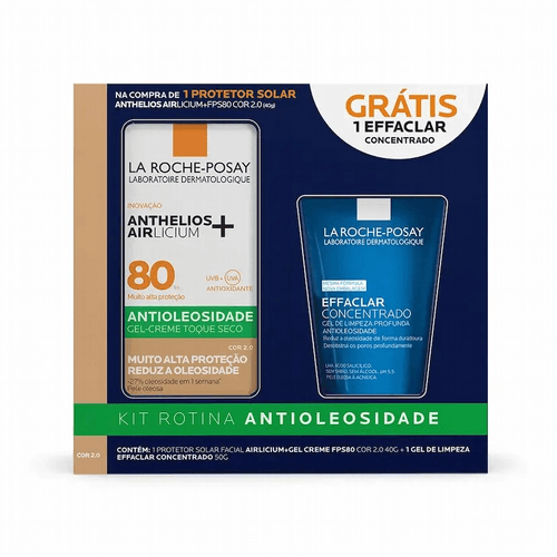 Kit La Roche-Posay Protetor Solar Facial FPS 70 Claro 40g + Gel de Limpeza Effaclar Concentrado 50g