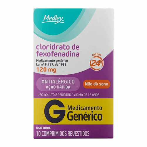 Cloridrato de Fexofenadina 120mg Genérico Medley - 10 Comprimidos