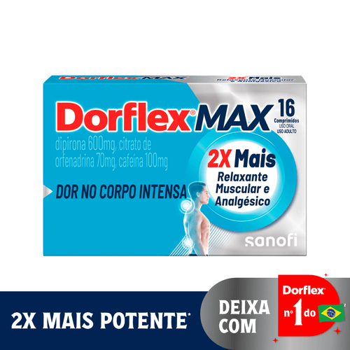 Analgésico e Relaxante Muscular Dipirona Dorflex Max 600mg - 16 Comprimidos