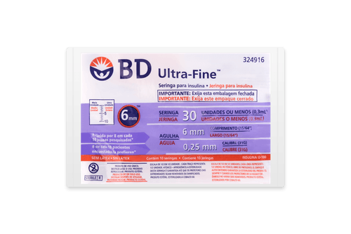 Seringa para Insulina BD Ultra-Fine com Agulha 6mm 30UI - 10 Unidades
