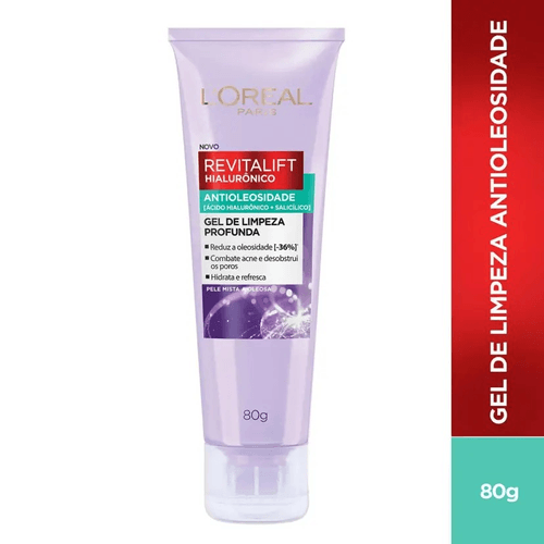 Gel de Limpeza Antioleosidade L'Oréal Paris Revitalift Hialurônico - 80g