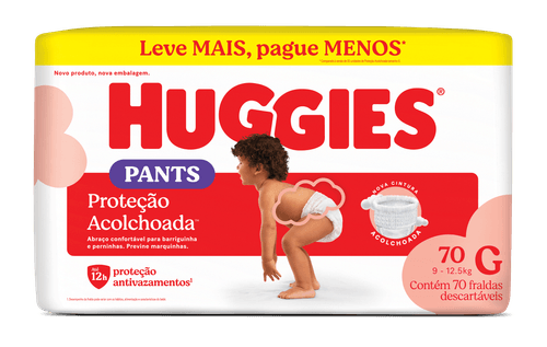 Fralda Descartável Huggies Pants Roupinha Proteção Acolchoada G - 70 Unidades