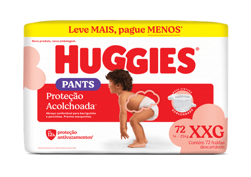 Fralda Descartável Huggies Pants Roupinha Proteção Acolchoada XXG - 72 Unidades