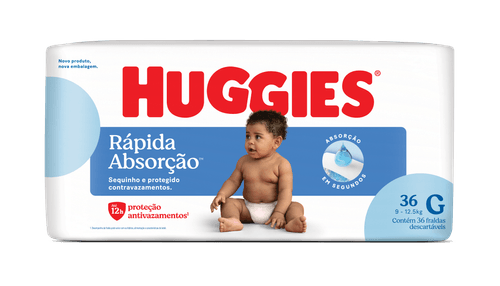 Fralda Descartável Infantil Huggies Rápida Absorção G - 36 Unidades