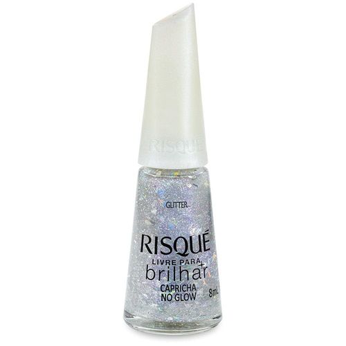 Esmalte Risque Livre para Brilhar Glitter Prata Capricha no Glow - 8ml