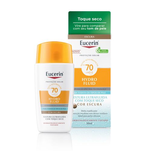 Eucerin Sun Protetor Solar Facial Hydro Fluid Cor Escura FPS 70 - 50ml