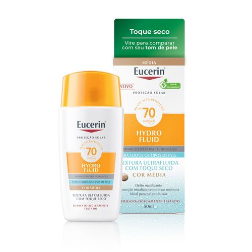 Eucerin Sun Protetor Solar Facial Hydro Fluid Cor Média FPS 70 - 50ml