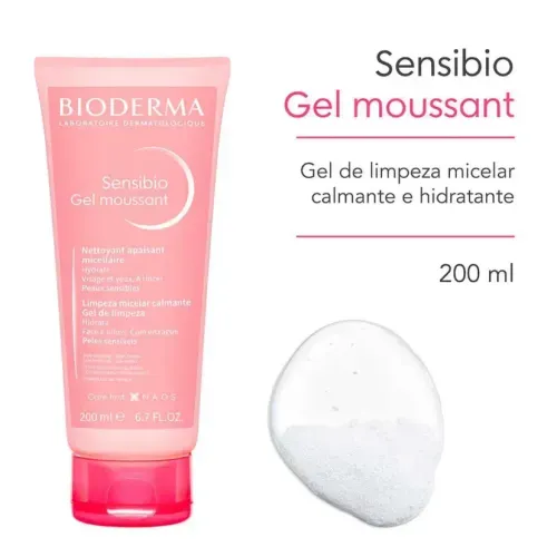 Gel de Limpeza Facial Micelar Bioderma Sensibio Moussant - 200ml