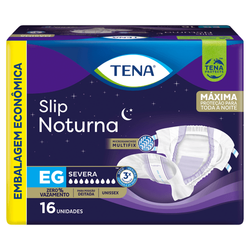 Fralda Descartável Adulto Tena Slip Noturna EG - 16 Unidades