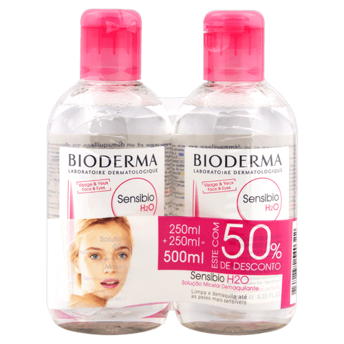 Solução Micelar Sensibio H2O Sem Perfume 2x250ml Bioderma Pele Sensível