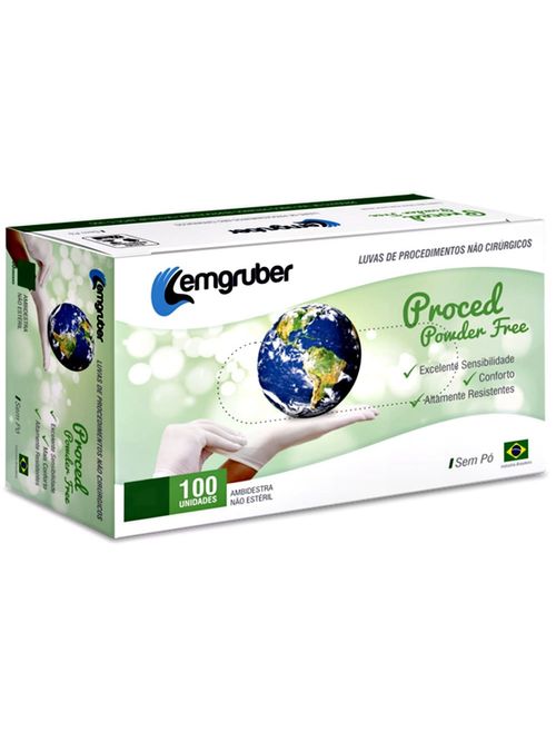 Luva Procedimentos Powder Free sem Pó Tam M - 100 luvas