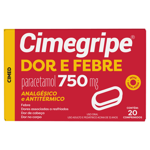 Cimegripe Dor e Febre Paracetamol 750mg - 20 comprimidos