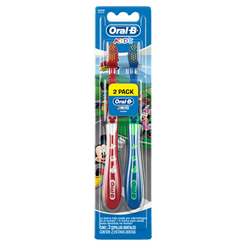 Escova dental infantil Mickey 2 unidades cerdas macias Indicator Oral-B Kids ergonômica