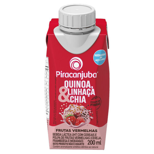 Lact Quin Linhaça Chia Frut Vermelho Zero 200Ml - Piracanjuba